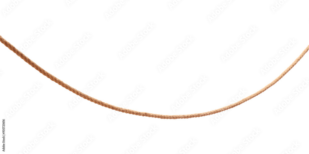One brown braided rope isolated on white One brown braided rope isolated on white