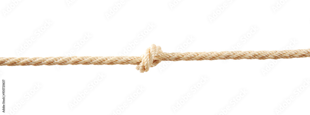 Fototapeta premium Hemp rope with knot on white background