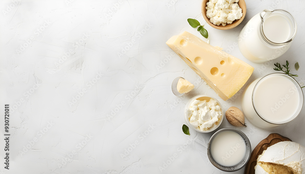 Dairy products on white background Dairy products on white background
