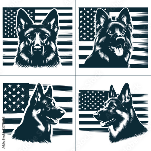 GERMAN SHEPHERD SVG With American Flag, German Shepherd Clipart, Distress German Shepherd Svg For Cricut, American Flag 4th of july