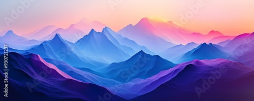 Vibrant mountain landscape at sunrise with