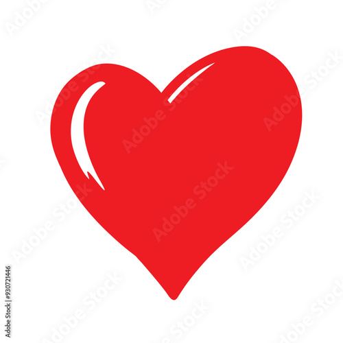 Hand-drawn red heart outline with brushstroke effect vector art illustration
