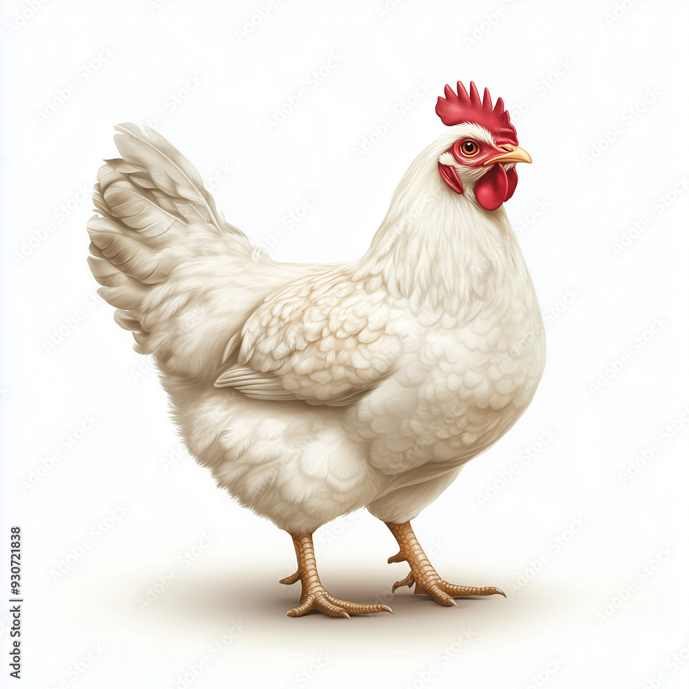 Fototapeta premium Realistic Illustration of a White Hen Isolated on White Background