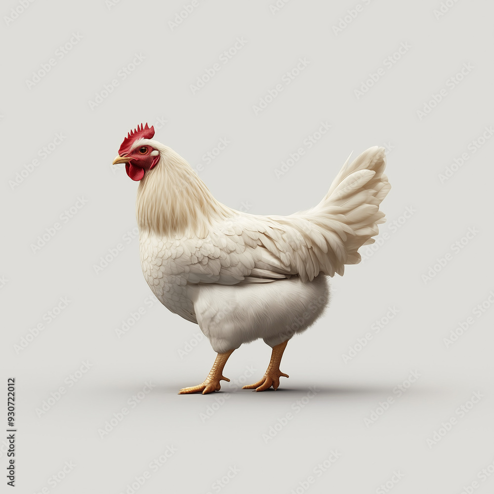 Fototapeta premium Realistic Illustration of a White Chicken Isolated on Light Background 