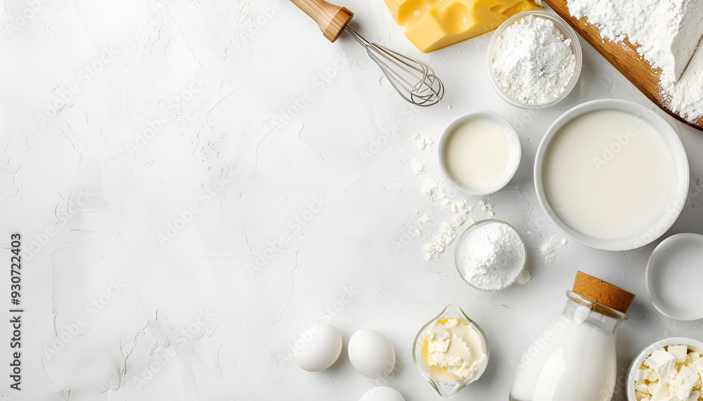 Fototapeta premium Dairy products on white background