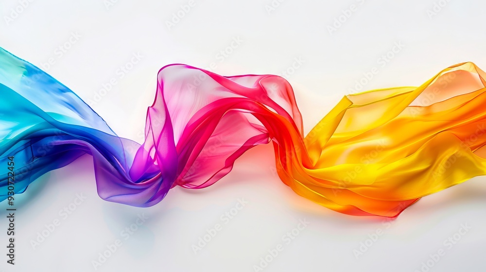 A rainbow colored scarf on a white background A rainbow colored scarf on a white background