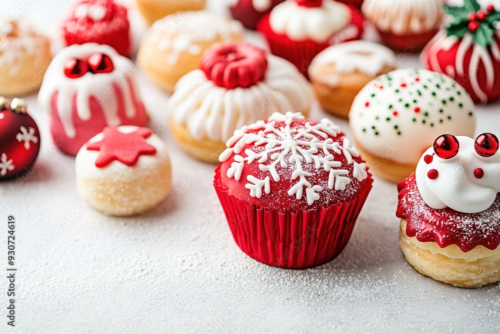 Festive Christmas cupcakes with seasonal decorations Festive Christmas cupcakes with seasonal decorations