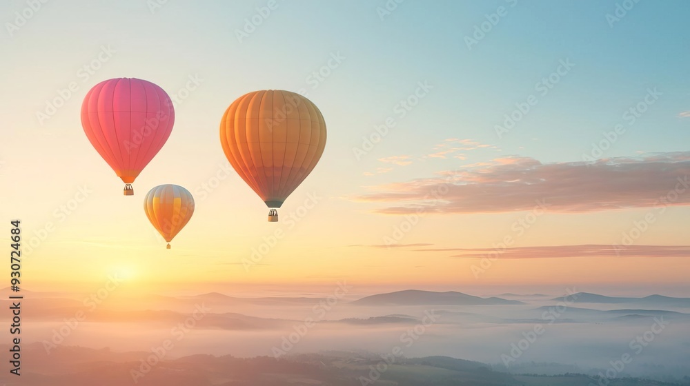 Obraz premium Colorful hot air balloon festival at sunrise