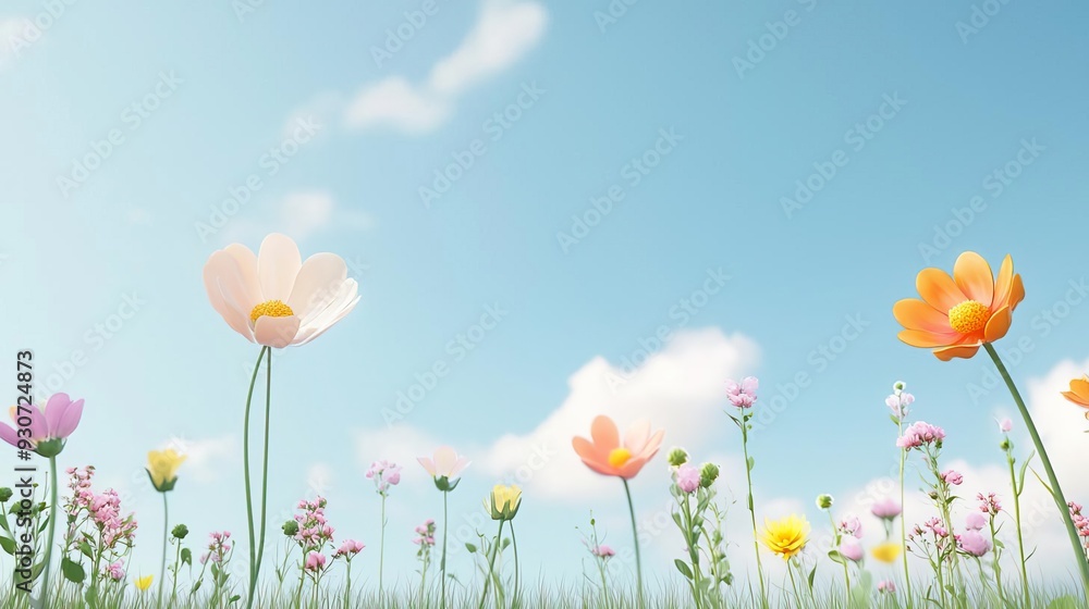 Beautiful wildflowers blooming under a bright blue sky. Beautiful wildflowers blooming under a bright blue sky.