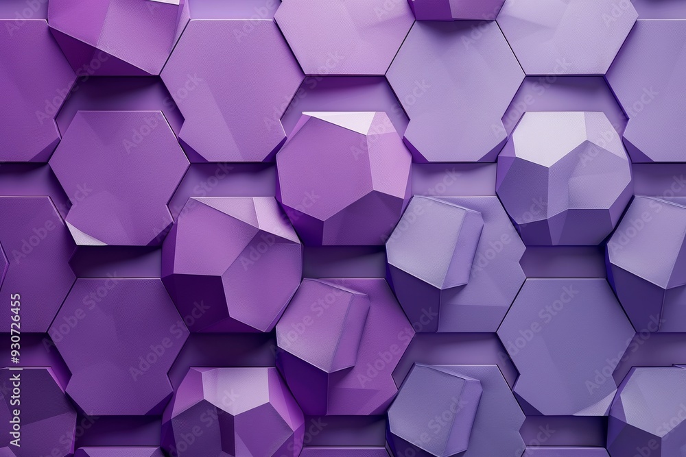 Abstract hexagons in various sizes and shades of violet Abstract hexagons in various sizes and shades of violet