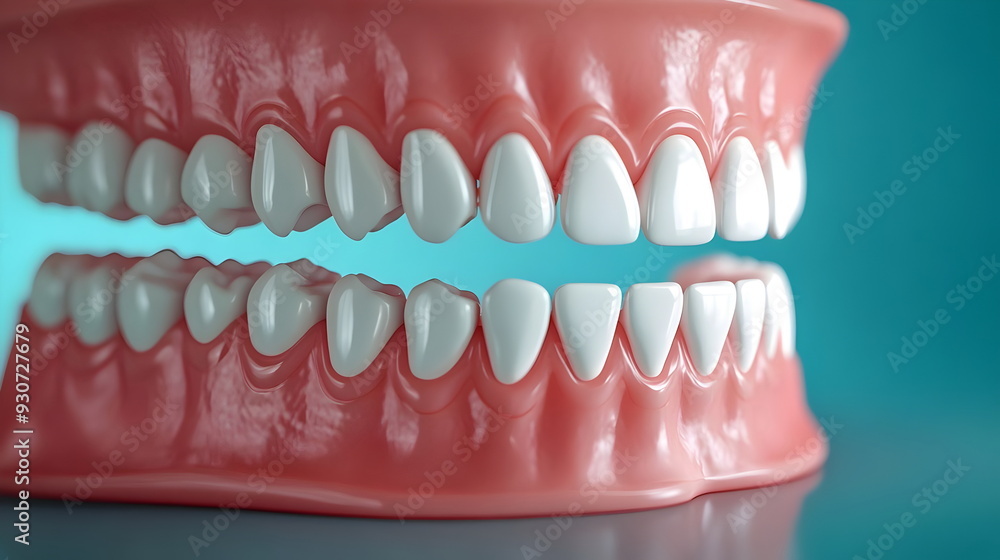 Obraz premium Realistic Dental Model Exposing Healthy Teeth Gums Oral Care Anatomy