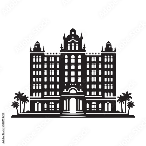 Hotel Silhouette Vector Illustrations - Premium Graphics for Designers