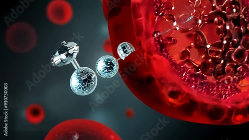 Medical nanobots assembling microscopic structures in scientific abstract concept. Microlevel ai bots in motion photo