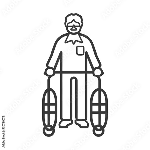 Elderly Man with Walking Frame