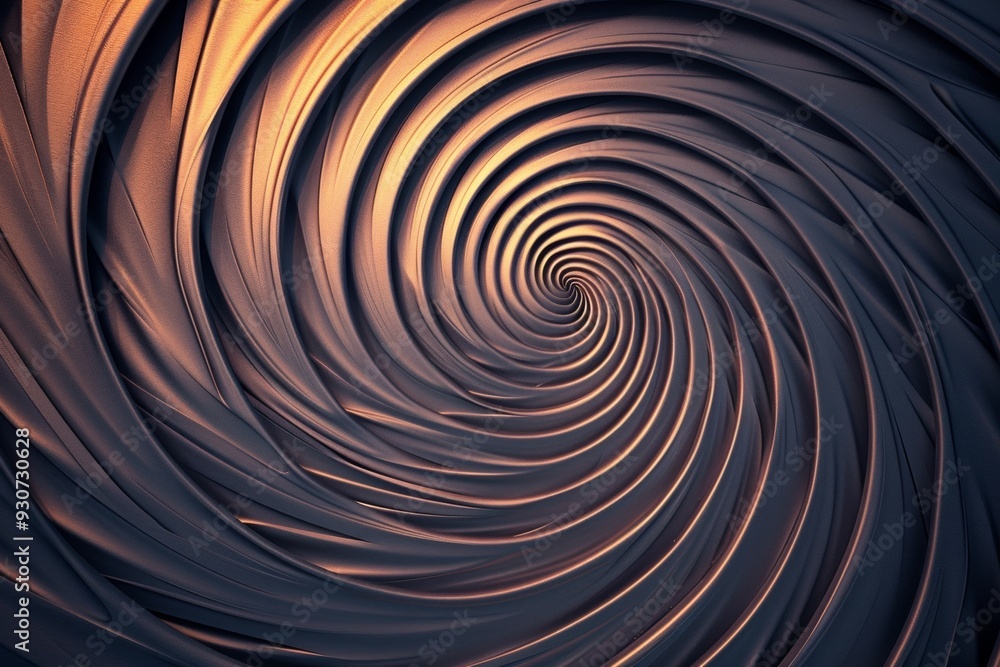 Spiral of shiny metal with a gradient from dark to light, creating an illusion of depth and movement Spiral of shiny metal with a gradient from dark to light, creating an illusion of depth and movement