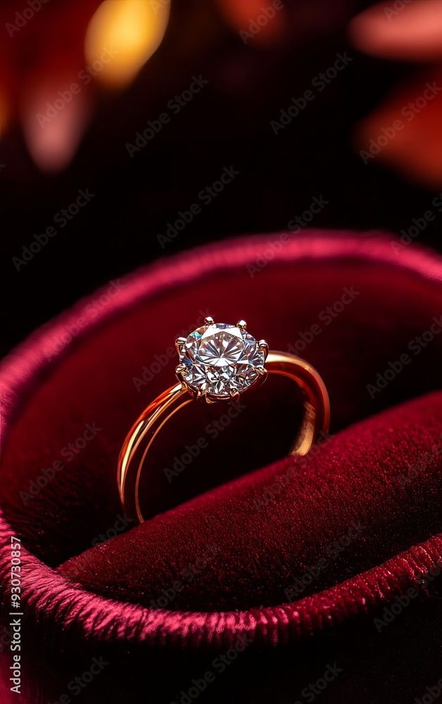 A closeup of a sparkling diamond ring placed on a velvet cushion, emphasizing the premium craftsmanship and high value, premium jewelry, luxury, refinement, quality A closeup of a sparkling diamond ring placed on a velvet cushion, emphasizing the premium craftsmanship and high value, premium jewelry, luxury, refinement, quality