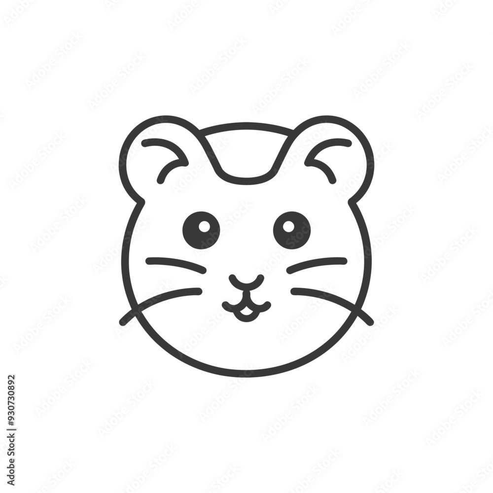 Cute Cartoon Hamster Face with Large Eyes and Whiskers Cute Cartoon Hamster Face with Large Eyes and Whiskers