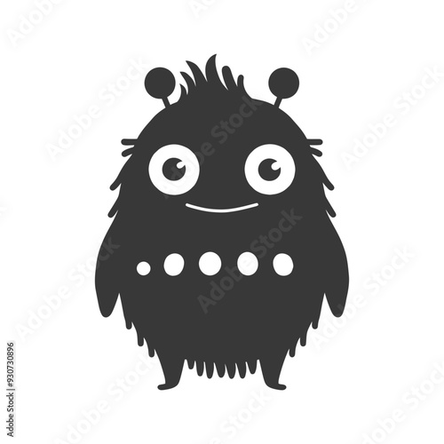 Cute Cartoon Monster with Big Eyes and Smiling Face