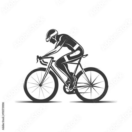 Cyclist Riding a Road Bike in Silhouette