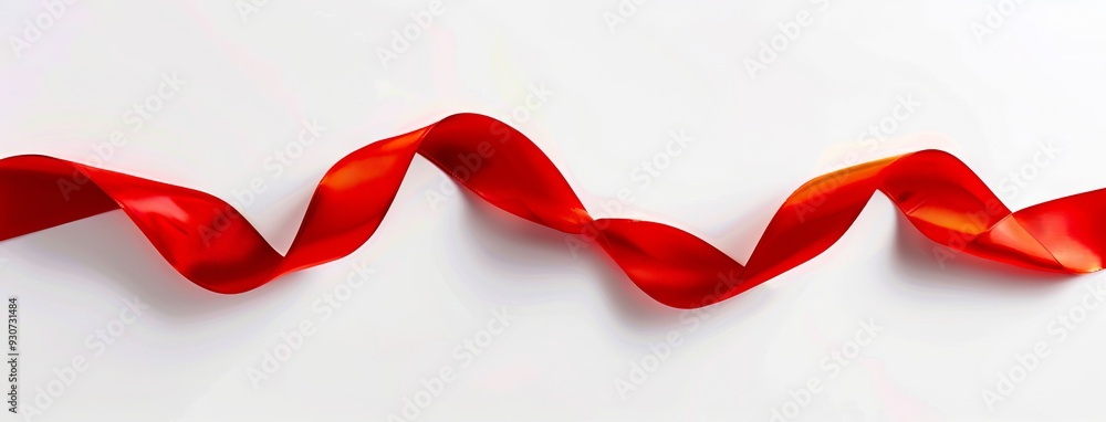 A red ribbon on a white background A red ribbon on a white background