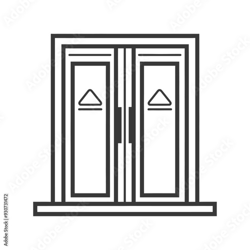 Double Door Entrance With Triangular Design Elements
