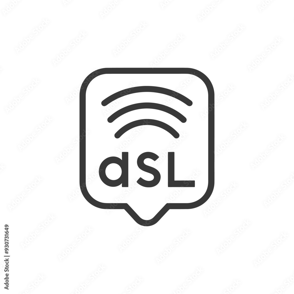 DSL internet connection symbol in a speech bubble DSL internet connection symbol in a speech bubble