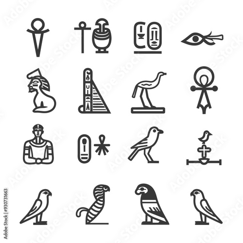 Egyptian Hieroglyphics Symbols and Creatures