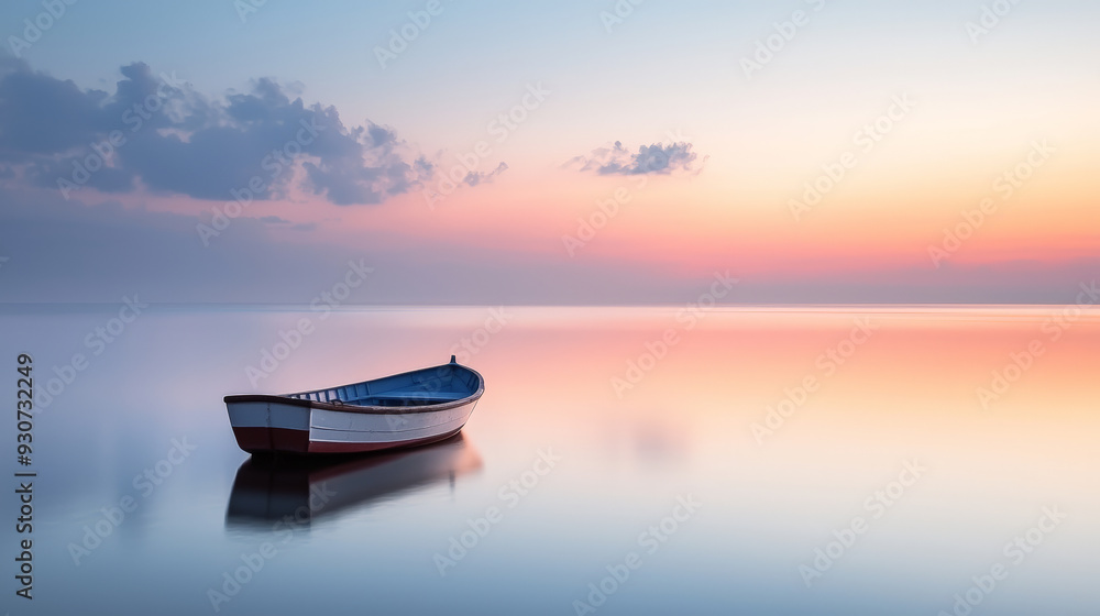 Serenity on the Water: A Boat in Calm Waters. Generative AI Serenity on the Water: A Boat in Calm Waters. Generative AI