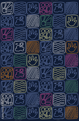 abstract square-shaped line pattern with several colors, can be applied to clothing and the like