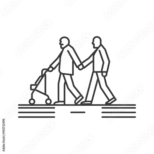 Elderly man walking with assistance using a walker
