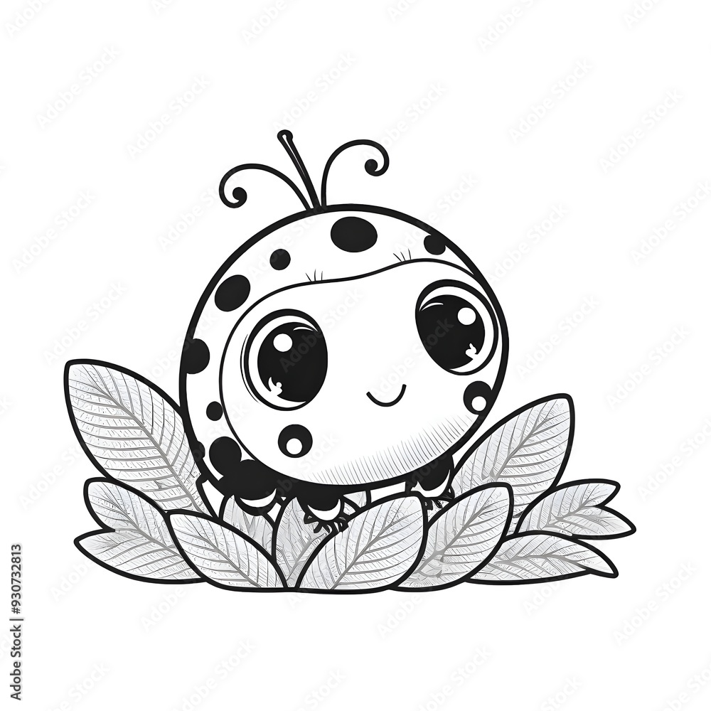 Naklejka premium COLORING DRAWING A CUTE LADYBUG