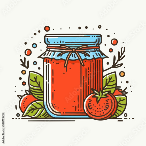 jar of jam and strawberry