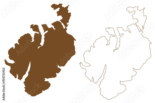 Seiland island (Kingdom of Norway) map vector illustration, scribble sketch Sievju map photo