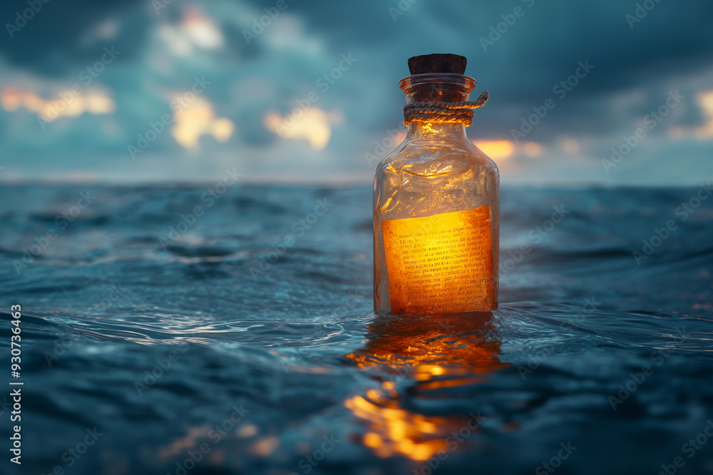 Message in a Bottle Floating in the Sea. Message in a Bottle Floating in the Sea.