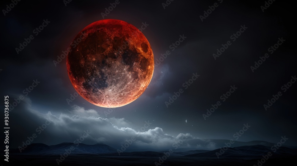 A blood moon with swirling clouds A blood moon with swirling clouds