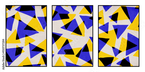Set of 3 Abstract illustration in vintage style. For use in graphics, for wall decor.