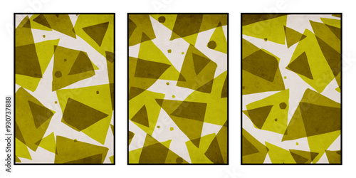 Set of 3 Abstract illustration in vintage style. For use in graphics, for wall decor.