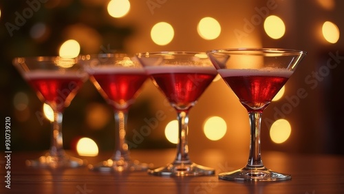 Sparkling Celebration: Festive Cocktails Against a Backdrop of Bokeh Lights