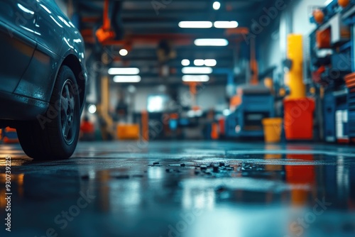 Wallpaper Mural Auto Body Center. Car Repair Workshop with Mechanics in Garage Setting Torontodigital.ca