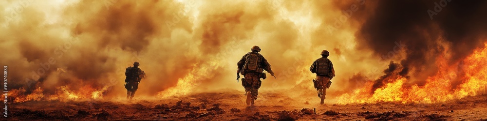 Special Forces Patch - Soldiers in Combat through War Zone amidst Fire and Smoke Special Forces Patch - Soldiers in Combat through War Zone amidst Fire and Smoke
