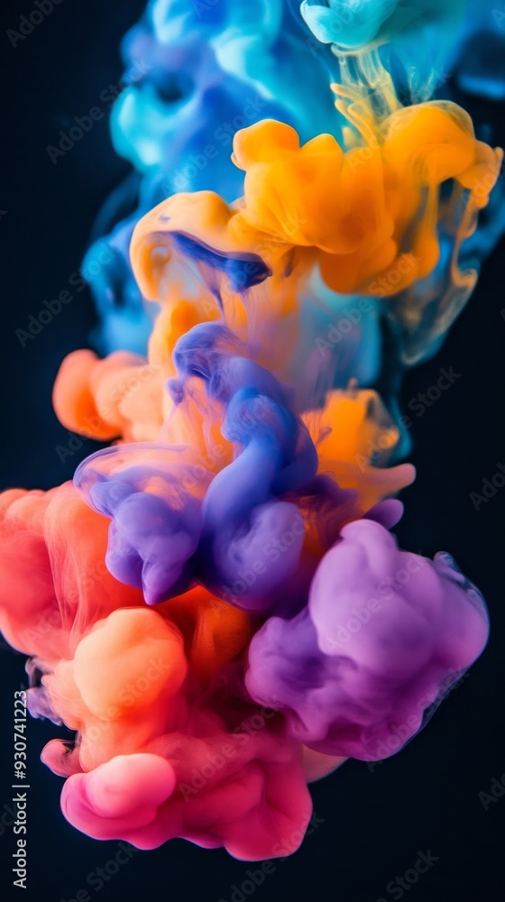Fototapeta premium Colorful ink in water forming abstract shapes