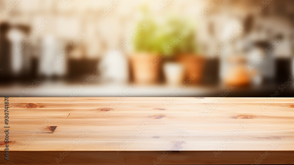 A blurred background with a wooden table, ideal for showcasing products or food. A blurred background with a wooden table, ideal for showcasing products or food.
