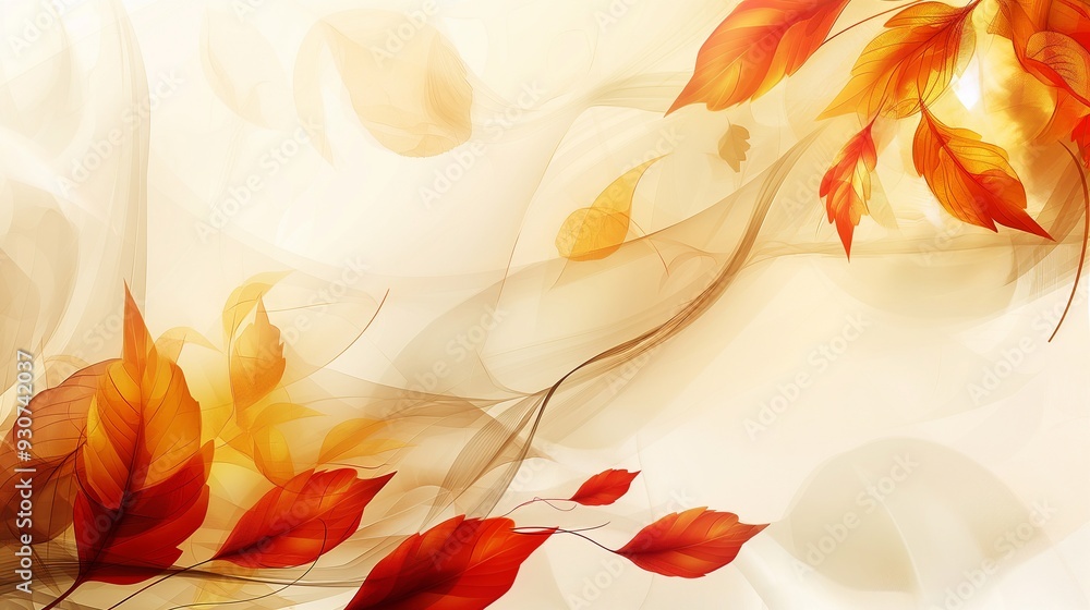 Experience the beauty of autumn with a stunning abstract background of swirling lines and colorful leaves, perfect for fall projects. Backdrop with copy space Experience the beauty of autumn with a stunning abstract background of swirling lines and colorful leaves, perfect for fall projects. Backdrop with copy space