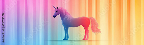 unicorn on a background featuring soft, vertical stripes of varying shades, keeping the overall design clean and simple