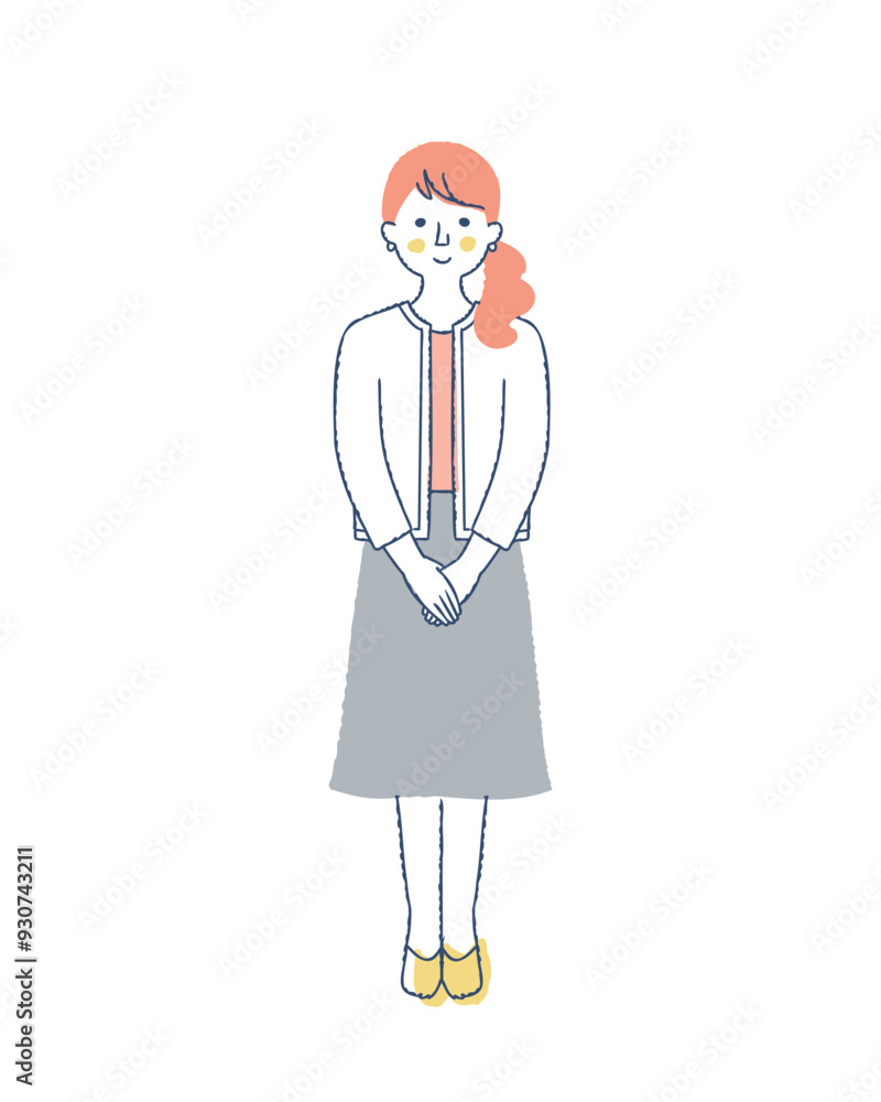 手を組んでいる笑顔の女性 手を組んでいる笑顔の女性