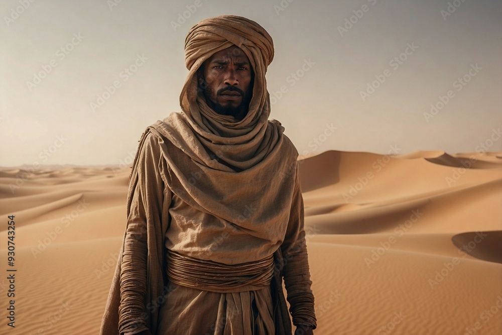 Man Standing in the Desert in Arab Attire Man Standing in the Desert in Arab Attire