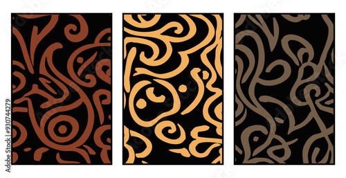 Set of 3 Abstract pattern. Illustration for printing on wall decorations. For use in graphics.