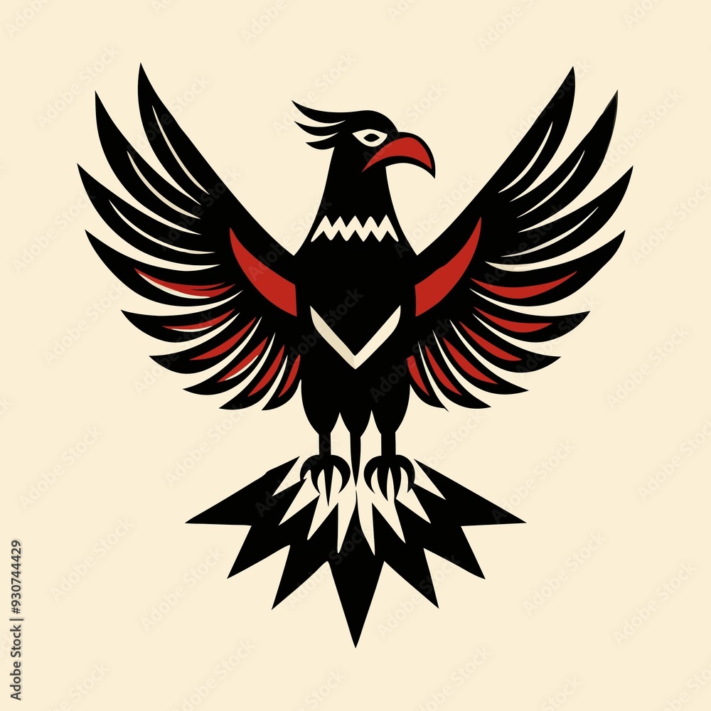 Obraz premium Bold eagle graphic with black and red accents for t-shirt print