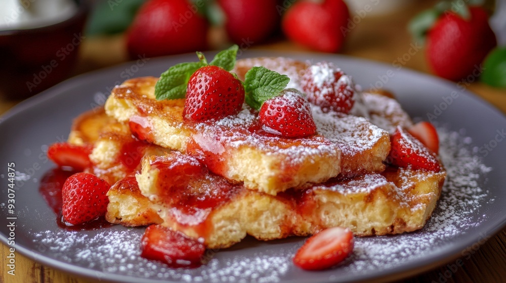 Austrian national cuisine: Kaiserschmarn with rice and strawberry sauce. Austrian national cuisine: Kaiserschmarn with rice and strawberry sauce.