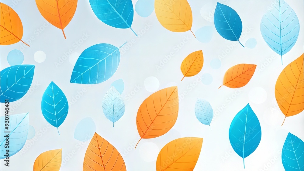 Abstract autumn leaves in blue and orange on light background Abstract autumn leaves in blue and orange on light background